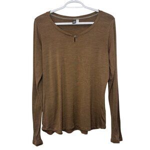 Ibex brown long sleeve wool blend sweater size L